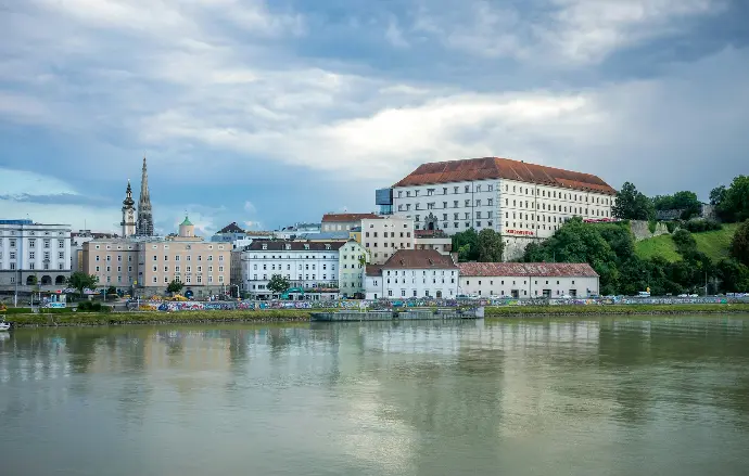 a body of water with buildings along it